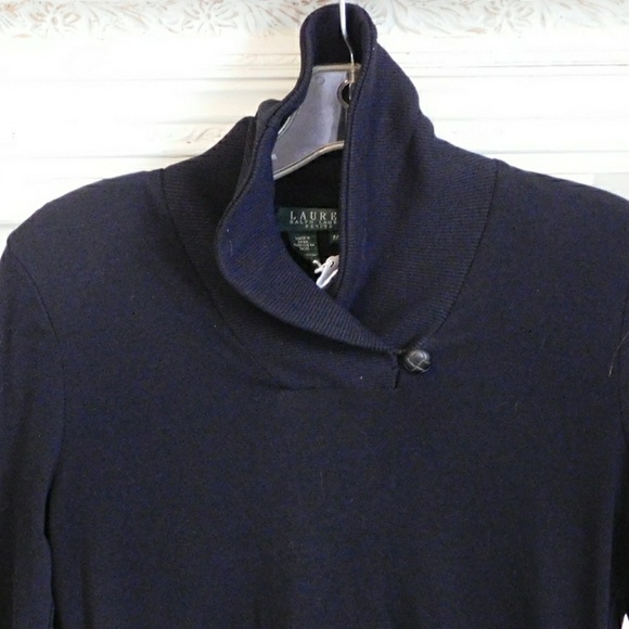 LAUREN RALPH LAUREN BLK SHAWL BUTTON COLLAR TOP - Picture 2 of 2